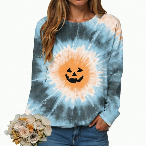 Towmus Halloween Sweatshirts for Women Fall Graphic Print Long Sleeve Crewneck Pullover Sweatshirt