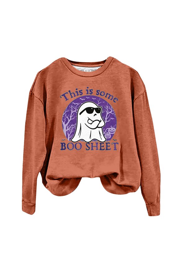 Halloween Sweatshirts for Women Funny Pumpkin Sweater Cute Coffee Graphic Pullover Shirts