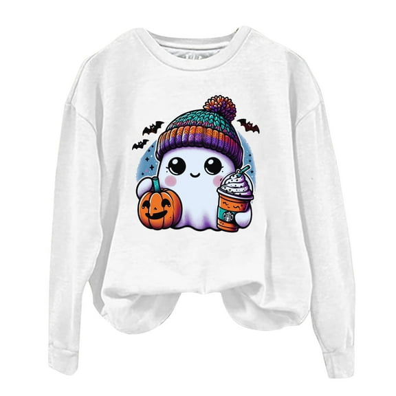 Towmus Halloween Sweatshirts for Women Funny Pumpkin Sweater Cute Coffee Graphic Pullover Shirts