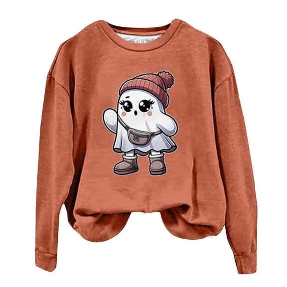 Towmus Halloween Sweatshirts for Women Funny Pumpkin Sweater Cute Coffee Graphic Pullover Shirts