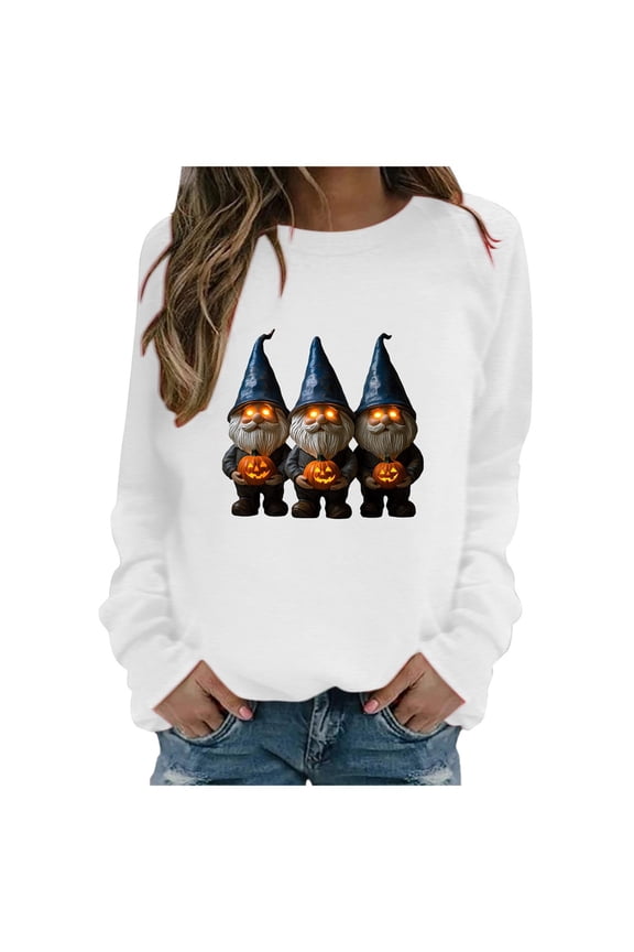 Halloween Sweatshirts for Women Pumpkin Shadow Sweater Cute Special Season Sweatshirt Funny Graphic Clothes