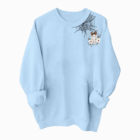 Towmus Halloween Sweatshirts for Womens Funny Crew Neck Long Sleeve Casual Graphic Sweatshirt Fall Pullover Tops