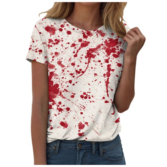 Towmus Halloween Tshirt Women Graphic Tees Loose Fit Casual Crew Neck Short Sleeve Tops