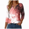 thumbnail image 1 of Towmus Halloween Women's Tie Dye 3/4 Length Sleeve Button Up Shirt Graphic Tees Tops Women Blouses Funny Tshirt Fall Casual Clothes, 1 of 5