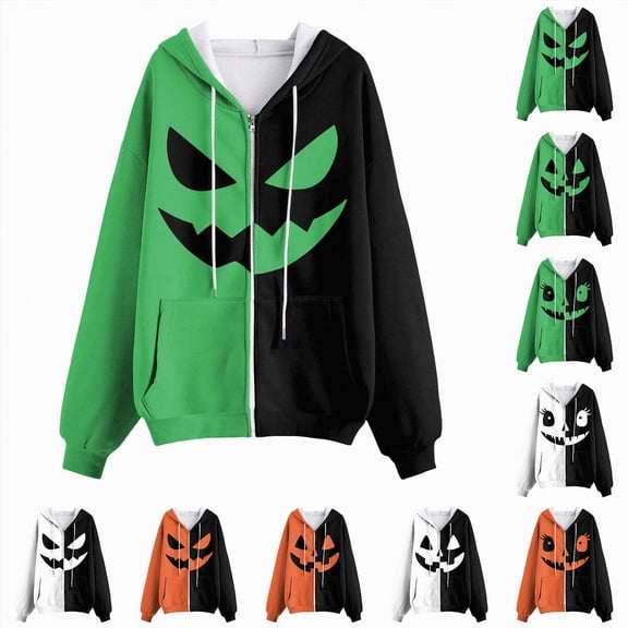 Towmus Hoodies for Women 3D Graphic Halloween Fleece Sweatshirt Hoodies Long Sleeve Western Y2k Hoodies Pullover Streetwear