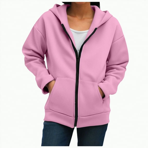 Towmus Hoodies for Women Casual Long Sleeve Hoodies Sweatshirts Plus Size Zip up Drawstring Loose Fall Winter Coat Jacket with Pocket