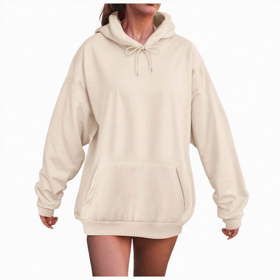 Towmus Hoodies for Women Casual Long Sleeve Ladies Tops Fleece Hooded Sweatshirts Oversized Pullover with Pocket