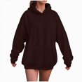 thumbnail image 1 of Towmus Hoodies for Women Drawstring Casual Long Sleeve Pullover Tops Solid Color Hooded Sweatshirt with Pocket S-4XL, 1 of 5