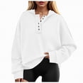 thumbnail image 1 of Towmus Hoodies for Women Fashion Patchwork Solid Fall V Neck Button Down Long Sleeve Hooded Sweatshirts Tops, 1 of 5