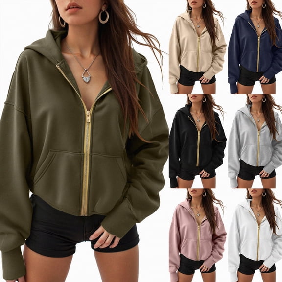 Towmus Hoodies for Women Sweatshirt Zip Up Hoodie Fall Fashion Trendy Long Sleeve Jackets Winter Clothing Outfits 2025