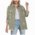 thumbnail image 1 of Towmus Jacket for Women Oversized Boyfriend Jean Jacket Button Up Frayed Hem Shacket Distressed Ripped Denim Jackets, 1 of 7