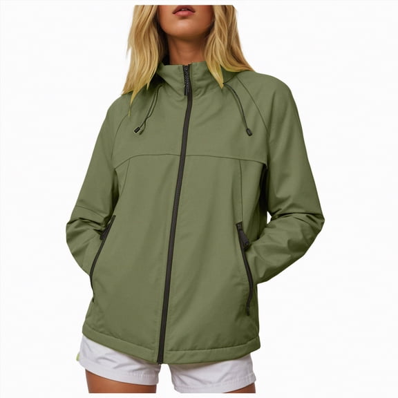Towmus Lightweight Active Rain Jacket Hooded Rain Jackets for Women Plus Size Water Resistant Raincoat Windbreaker Casual Jacket