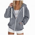 thumbnail image 1 of Towmus Lightweight Zip Up Hoodie Women Oversized Sweatshirt Long Sleeve Hooded Y2k Jacket Plus Size Fall Plain Hoodies, 1 of 4