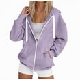 thumbnail image 1 of Towmus Lightweight Zip Up Hoodie Women Oversized Sweatshirt Long Sleeve Hooded Y2k Jacket Plus Size Fall Plain Hoodies, 1 of 4
