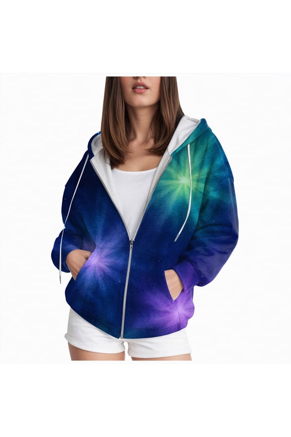Lightweight Zip Up Hoodies for Women Plus Size Casual Sweatshirts Long Sleeve Jacket Drawstring Gradient Hooded