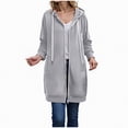 thumbnail image 1 of Towmus Long Hoodies for Women Zip Up Double Zipper Winter Coats Solid Color Sweatshirts Fall Clothes, 1 of 9