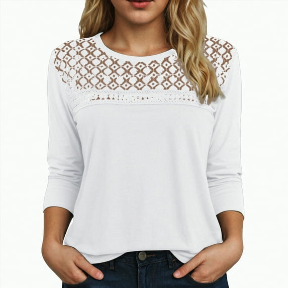 Towmus Long Sleeve Shirts for Women Business Casual Lace Tops Fall Fashion Clothes Workout Plus Size Winter Outfits