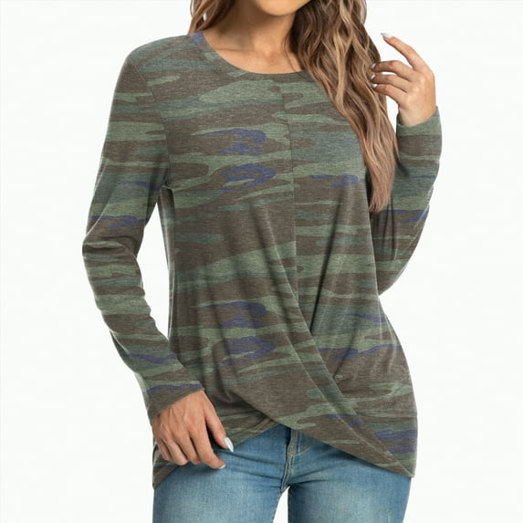 Towmus Long Sleeve Shirts for Women Crew Neck Pullover Fall Lightweight Tunic Tops Dressy Casual Blouses for Women