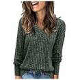 thumbnail image 1 of Towmus Long Sleeve Shirts for Women Tunic Sweaters Casual V Neck Fall Winter Fashion Clothes Basic Tees, Sizes S-2XL, 1 of 5