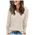 thumbnail image 1 of Towmus Long Sleeve Shirts for Women Tunic Sweaters Casual V Neck Fall Winter Fashion Clothes Basic Tees, Sizes S-2XL, 1 of 5