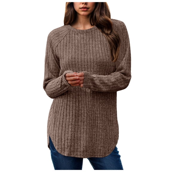 Towmus Long Sleeve Shirts for Women Tunic Tops for Women Loose Fit Dressy Crew Neck Pullover Basic Sweaters for Women