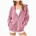 thumbnail image 1 of Towmus Long Sleeve Zip Up Hoodie Women Sweatshirts Fall Outfits 2025 Plus Size Hoodies Casual Trendy Textured Jacket, 1 of 5