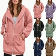 thumbnail image 1 of Towmus Long Teddy Fleece Coats for Women Clearance Full Zip Winter Warm Soft Fluffy Long Sleeve Hooded Jackets Casual Loose Overcoat Cardigan Outwear, 1 of 6