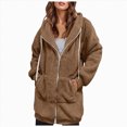 thumbnail image 1 of Towmus Long Teddy Fleece Coats for Women Clearance Full Zip Winter Warm Soft Fluffy Long Sleeve Hooded Jackets Casual Loose Overcoat Cardigan Outwear, 1 of 6