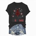 thumbnail image 1 of Towmus Merry Christmas Shirts for Women Casual Graphic Print T Shirt Xmas Buffalo Plaid Tree Shirt Top Short Sleeve, 1 of 5