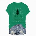 thumbnail image 1 of Towmus Merry Christmas Shirts for Women Crew Neck Short Sleeve Xmas Plaid Tree T Shirt Casual Graphic Print Tops, 1 of 5