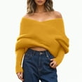 thumbnail image 1 of Towmus Off The Shoulder Tops for Women Long Sleeve Going Out Y2K Tops Knit Pullover Fall Outfits ,Yellow ,One Size, 1 of 4