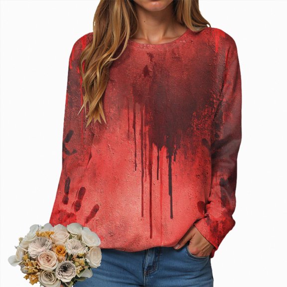 Towmus Oversized Halloween Sweatshirts Women Graphic Sweatshirt Casual Long Sleeve Fall Winter Pullover Tops