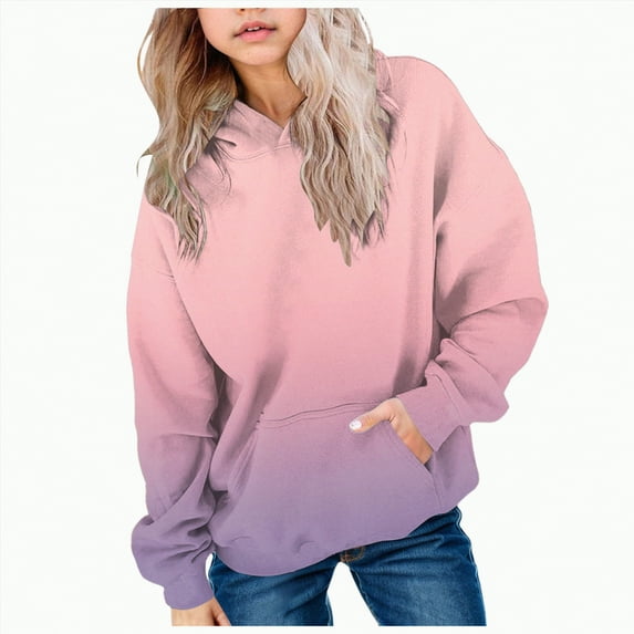 Towmus Oversized Hoodies for Girls Hoodies Causal Long Sleeve Tops Gradual Print Shirts Fall Winter Hoodie Sweatshirt Clothes With Pockets 14 Years