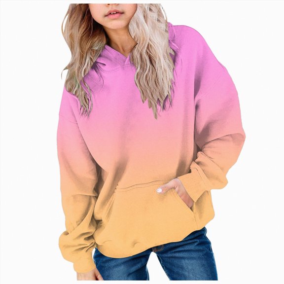 Towmus Oversized Hoodies for Girls Hoodies Causal Long Sleeve Tops Gradual Print Shirts Fall Winter Hoodie Sweatshirt Clothes With Pockets 14 Years