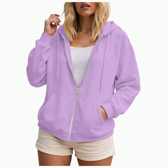Towmus Oversized Zip Up Hoodie for Women Lightweight Plus Size Basic Zipper Hooded Sweatshirt Coat Y2K Jacket