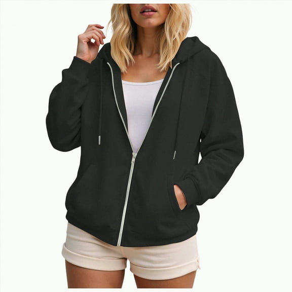 Towmus Oversized Zip Up Hoodie for Women Lightweight Plus Size Basic Zipper Hooded Sweatshirt Coat Y2K Jacket