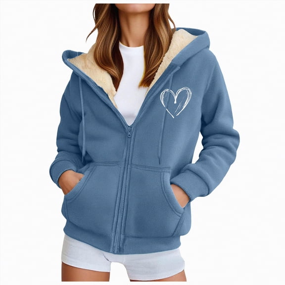 Towmus Oversized Zip up Hoodies for Women Warm Winter Coats Casual Long Sleeve Solid Color Hood Sweatshirt Tops with Pockets M-5XL