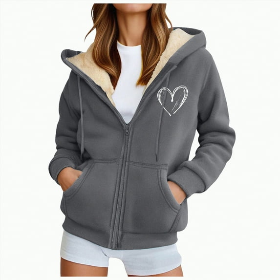 Towmus Oversized Zip up Hoodies for Women Warm Winter Coats Casual Long Sleeve Solid Color Hood Sweatshirt Tops with Pockets M-5XL