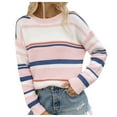 thumbnail image 1 of Towmus Pink Womens Sweater Fall Winter Striped Sweaters Casual Trendy Sweater, 1 of 6