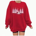 thumbnail image 1 of Towmus Plus Size Christmas Sweatshirt for Women Cute Long Sleeve Pink Christmas Tree Printed Fall Winter Pullover Tops, 1 of 6