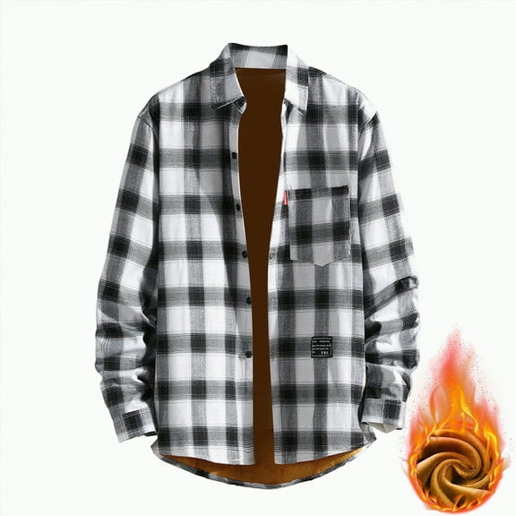 Towmus Plus Size Classic Flannel Shirt Long Sleeves Casual Button Down Collared Fall Tops M-3XL