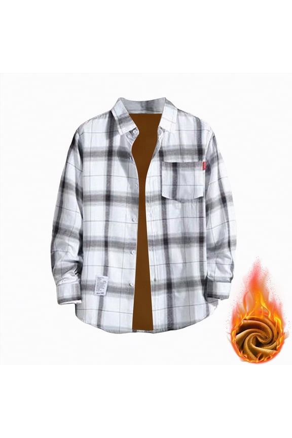 Plus Size Classic Flannel Shirt Long Sleeves Casual Button Down Collared Fall Tops M-3XL