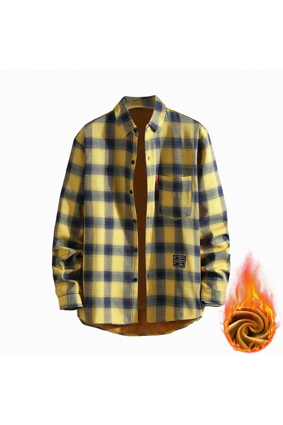 Plus Size Classic Flannel Shirt Long Sleeves Casual Button Down Collared Fall Tops M-3XL