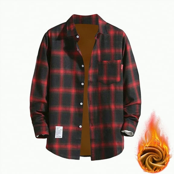 Towmus Plus Size Classic Flannel Shirt Long Sleeves Casual Button Down Collared Fall Tops M-3XL