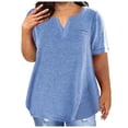 thumbnail image 1 of Towmus Plus Size Tops For Women Loose Casual Solid Color Pullover V Neck Short Sleeve Summer Tshirts Comfy Tees, 1 of 5