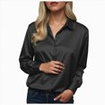 thumbnail image 1 of Towmus Satin Blouses for Women Button Down Shirts Silk Clothes Roll Up Long Sleeve Business Casual Tunic Tops, 1 of 5