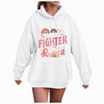 thumbnail image 1 of Towmus She Is A Fighter Sweat Shirts for Womens Oversized Tops Cute Fall Clothes Casual Sweatshirts Letter Flower Print Hooded Pullover with Pocket, 1 of 4