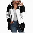 thumbnail image 1 of Towmus Sherpa Jackets for Women Fuzzy Fleece Teddy Coat Color Block Faux Shearling Cardigan Warm Hooded Zip Up Outwear, 1 of 5