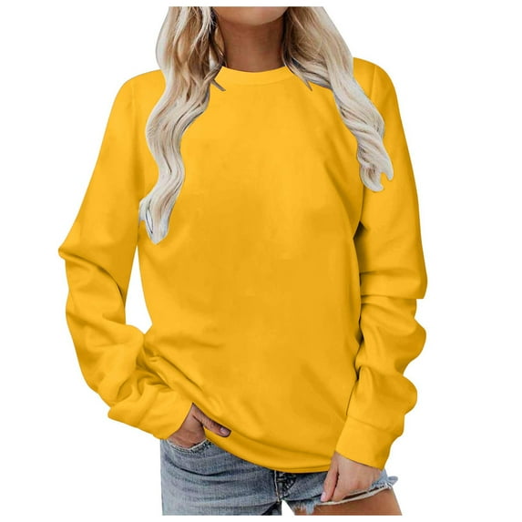 Towmus Solid Sweatshirt Pullover for Women Long Sleeves Color Tunic Tops Crewneck Hoodless Tunic Tops Casual Sweatshirt