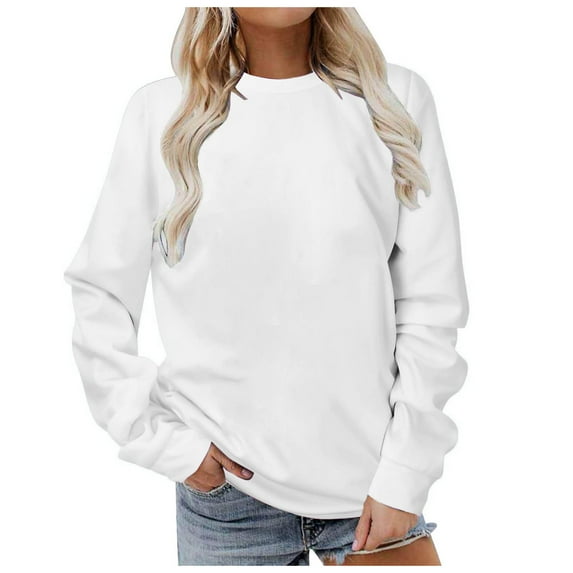 Towmus Solid Sweatshirt Pullover for Women Long Sleeves Color Tunic Tops Crewneck Hoodless Tunic Tops Casual Sweatshirt